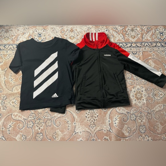 adidas Other - Toddler 3t Adidas Black, Red and White Zip Up Jacket. Black Adidas T-Shirt